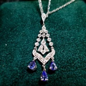 10kt wg Tanzanite and diamond necklace